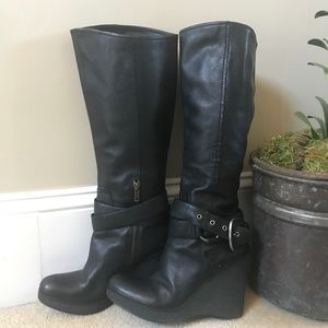 Nine West Black Wedge Boots